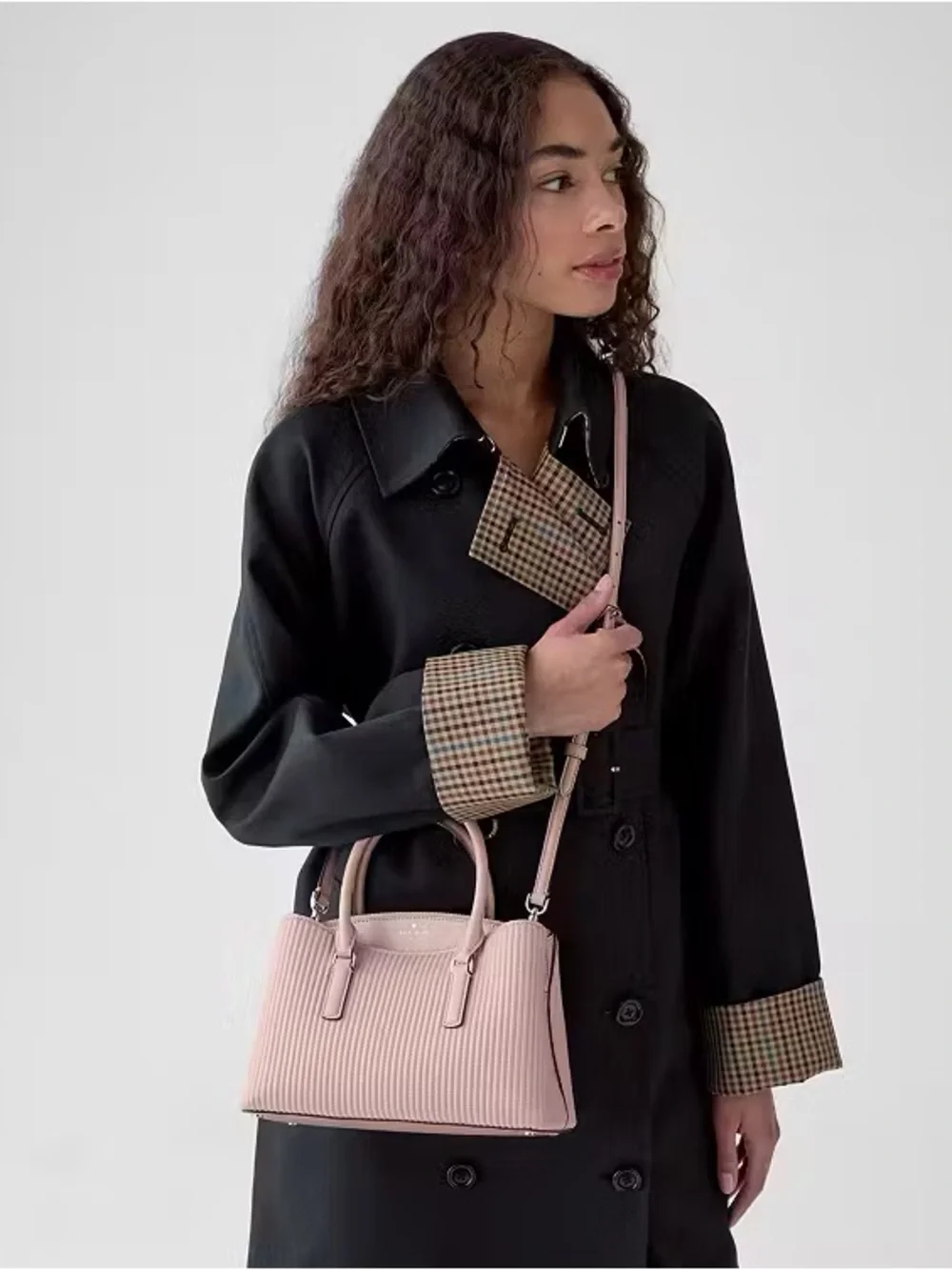 Kate Spade Thompson Street Shiny Quilted Small Satchel Bag, Rose Smoke Pink NWT